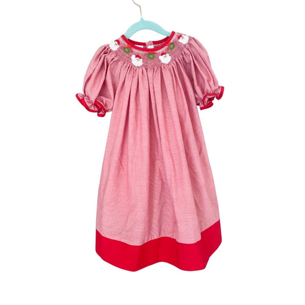 Vive La Fete Smocked Santa Dress Red Size 4T